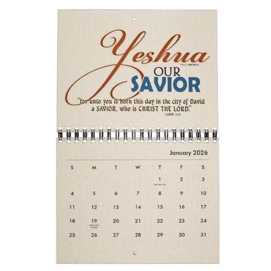 YESHUA Jesus Hebrew Joodse naam Christelijke Messi Kalender (Jan 2026)