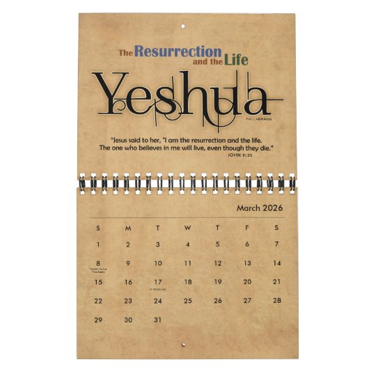 YESHUA Jesus Hebrew Joodse naam Christelijke Messi Kalender (Mar 2026)