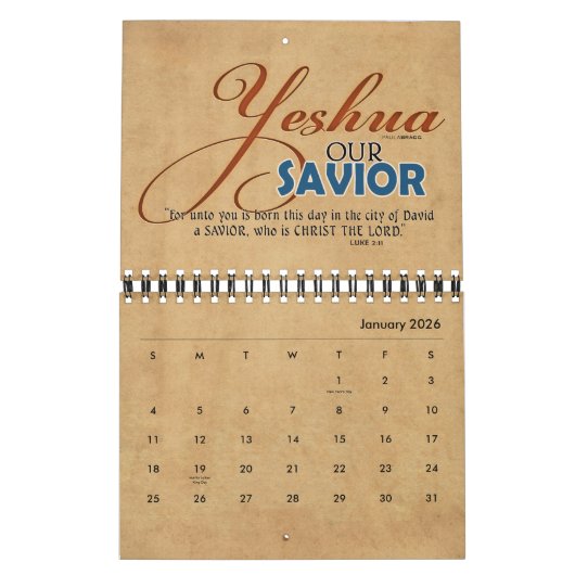 YESHUA Jesus Hebrew Joodse naam Christelijke Messi Kalender (Jan 2026)
