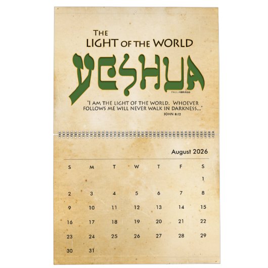 YESHUA Jesus Hebrew Joodse naam Christelijke Messi Kalender (Aug 2026)