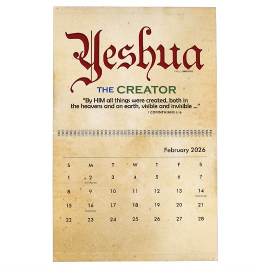 YESHUA Jesus Hebrew Joodse naam Christelijke Messi Kalender (Feb 2026)