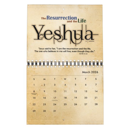 YESHUA Jesus Hebrew Joodse naam Christelijke Messi Kalender (Mar 2026)