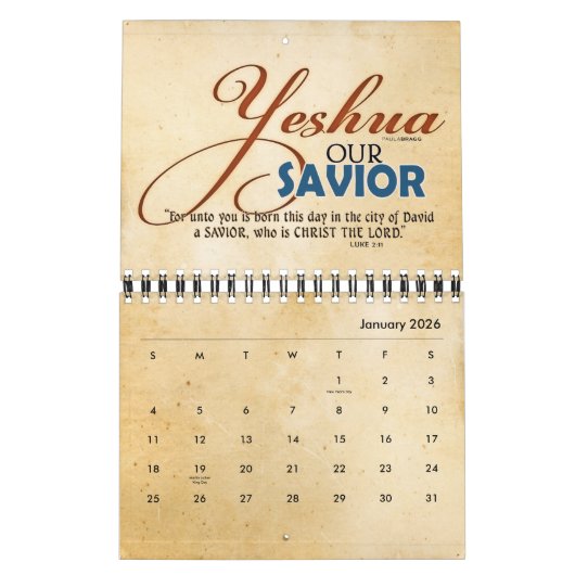 YESHUA Jesus Hebrew Joodse naam Christelijke Messi Kalender (Jan 2026)