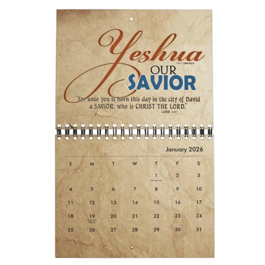 YESHUA Jesus Hebrew Joodse naam Christelijke Messi Kalender (Jan 2026)