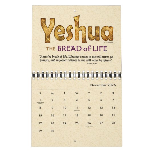 YESHUA Jesus Hebrew Joodse naam Christelijke Messi Kalender (Nov 2026)