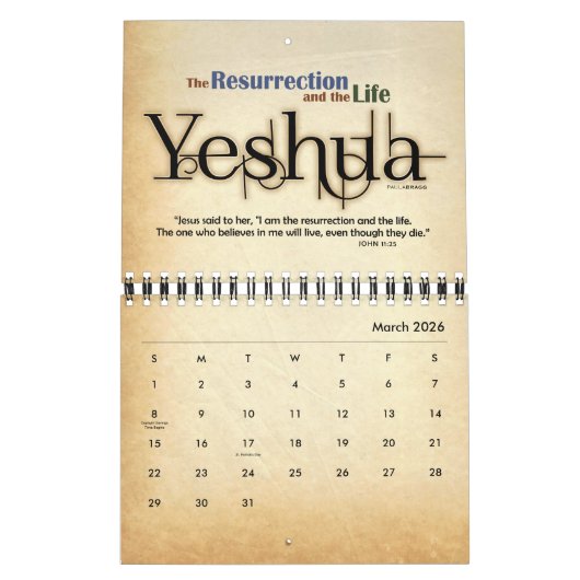 YESHUA Jesus Hebrew Joodse naam Christelijke Messi Kalender (Mar 2026)