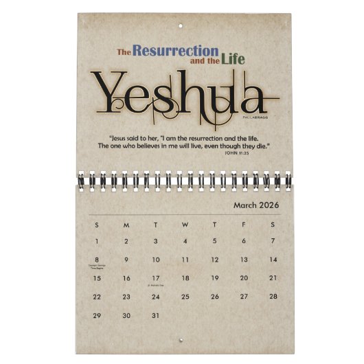 YESHUA Jesus Hebrew Joodse naam Christelijke Messi Kalender (Mar 2026)