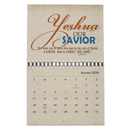 YESHUA Jesus Hebrew Joodse naam Christelijke Messi Kalender (Jan 2026)