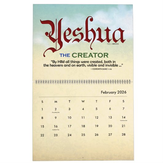 YESHUA Jesus Hebrew Joodse naam Christelijke Messi Kalender (Feb 2026)