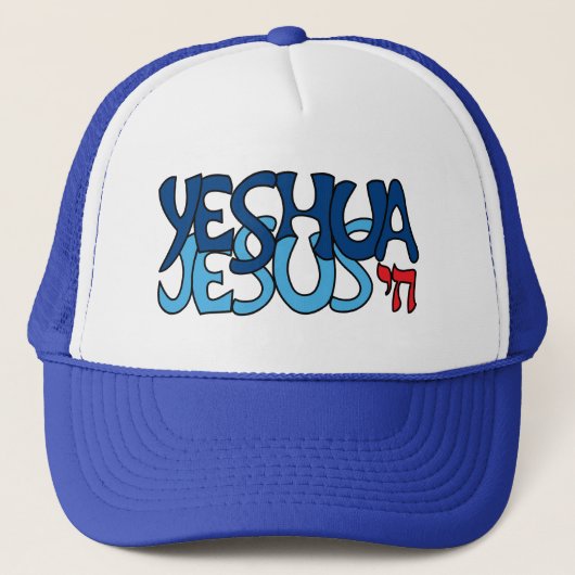 Yeshua Jezus Blauw Trucker Pet (Voorkant)