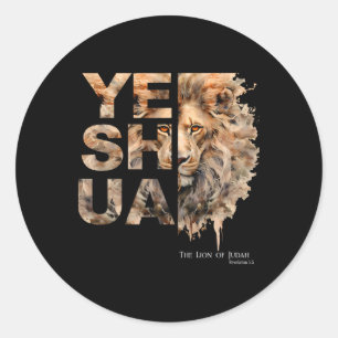 Yeshua, Leeuw van Juda, Jezus, God, Bijbelvers, Op Ronde Sticker
