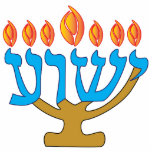 Yeshua Menorah Blue Staand Fotobeeldje<br><div class="desc">Deze blauwe Yeshua Menorah zou er mooi uitzien op je boekenkast,  bureau of mantel.  Dit is een mooi cadeau voor een medeloloog.  Het is een geweldige manier om je vertrouwen met anderen te delen.</div>