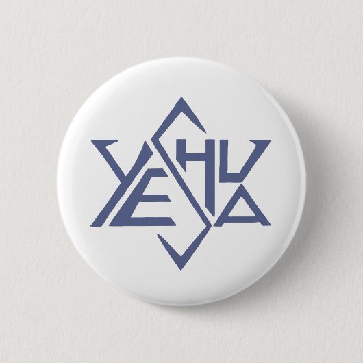 Yeshua Star Tetrahedron van David Ronde Button 5,7 Cm (Voorkant)