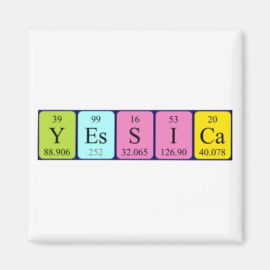 Yessica periodiek table name magnet (Voorkant)