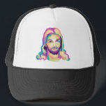 yesus streetslijtage vintage trucker pet<br><div class="desc">yesus streetslijtage vintage in wpap popart illustratie</div>
