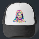 yesus streetslijtage vintage trucker pet<br><div class="desc">yesus streetslijtage vintage in wpap popart illustratie</div>