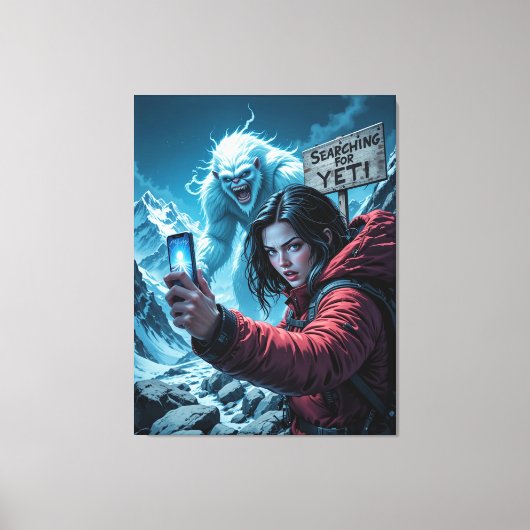 Yeti Bigfoot Sasquatch Selfie Canvas Afdruk (Voorkant)