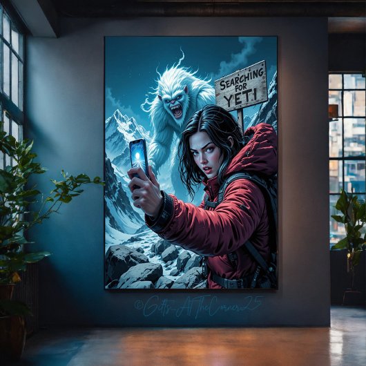 Yeti Bigfoot Sasquatch Selfie Canvas Afdruk