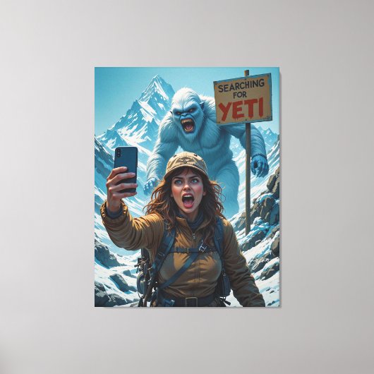 Yeti Bigfoot Sasquatch Selfie Mount Everest Canvas Afdruk (Voorkant)