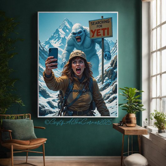 Yeti Bigfoot Sasquatch Selfie Mount Everest Canvas Afdruk