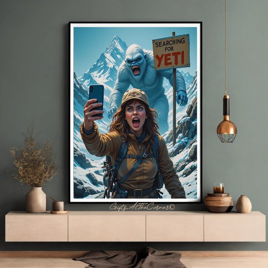 Yeti Bigfoot Sasquatch Selfie Mount Everest Canvas Afdruk