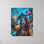 Yeti Bigfoot Sasquatch Selfie Mount Everest Neon Canvas Afdruk (Voorkant)