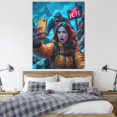 Yeti Bigfoot Sasquatch Selfie Mount Everest Neon Canvas Afdruk (Insitu (Slaapkamer))