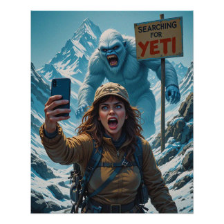 Yeti Bigfoot Sasquatch Selfie Mount Everest Perfect Poster
