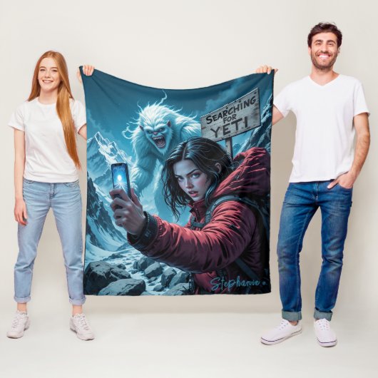 Yeti Bigfoot Sasquatch Selfie Zoekteam Fleece Deken (In situ)