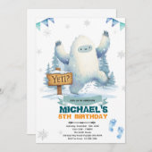 Yeti Birthday party Invitation Kaart (Voorkant / Achterkant)