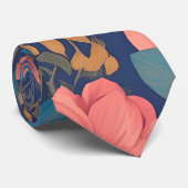 Yeti bloemige kleurrijke gepersonaliseerde patroon stropdas (Opgerold)