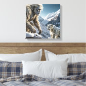 Yeti en het sneeuwluipaard canvas afdruk (Insitu (Slaapkamer))