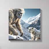 Yeti en het sneeuwluipaard canvas afdruk (Voorkant)