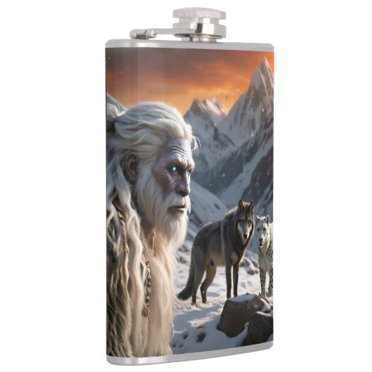 Yeti en het sneeuwluipaard heupfles (Rechts)