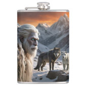 Yeti en het sneeuwluipaard heupfles (Voorkant)