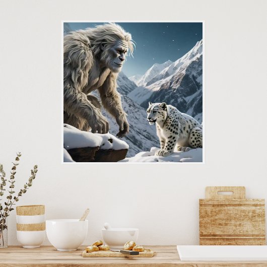 Yeti en het sneeuwluipaard poster (Keuken)