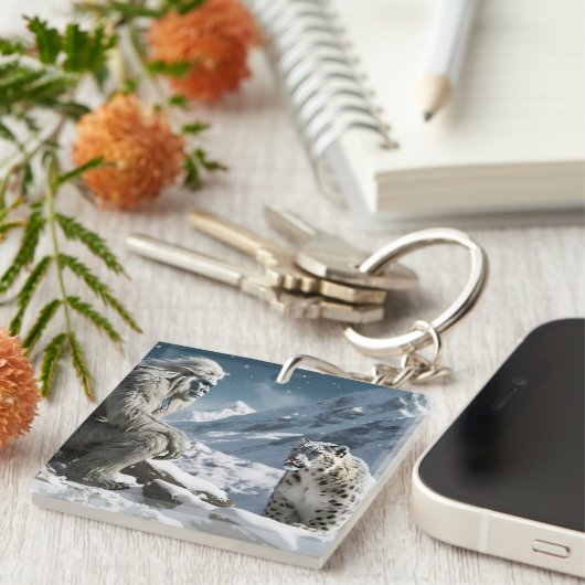 Yeti en het sneeuwluipaard sleutelhanger (Voorkant Rechts)