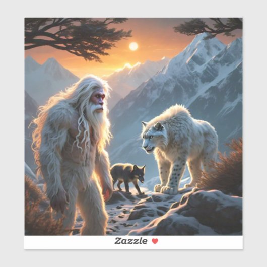 Yeti en het sneeuwluipaard sticker (Vel)