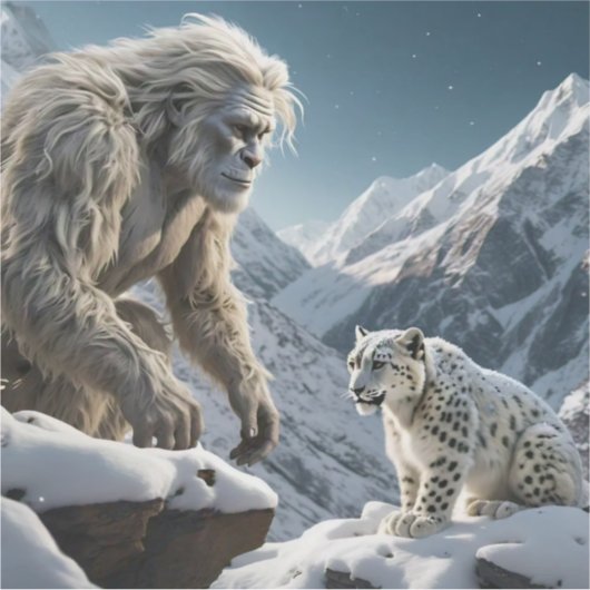 Yeti en het sneeuwluipaard sticker (Voorkant)