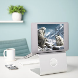 Yeti en het sneeuwluipaard sticker