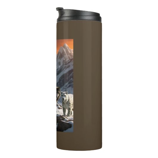 Yeti en het sneeuwluipaard thermosbeker (Geroteerd rechts)