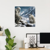 Yeti en het Snow Leopard Poster (Thuiskantoor)