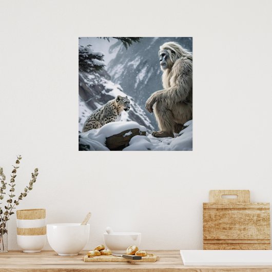 Yeti en het Snow Leopard Poster (Keuken)