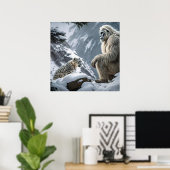 Yeti en het Snow Leopard Poster (Thuiskantoor)