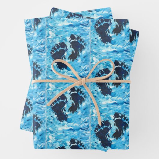 Yeti Foot Print Magnetic Kaart Inpakpapier Vel (In situ)