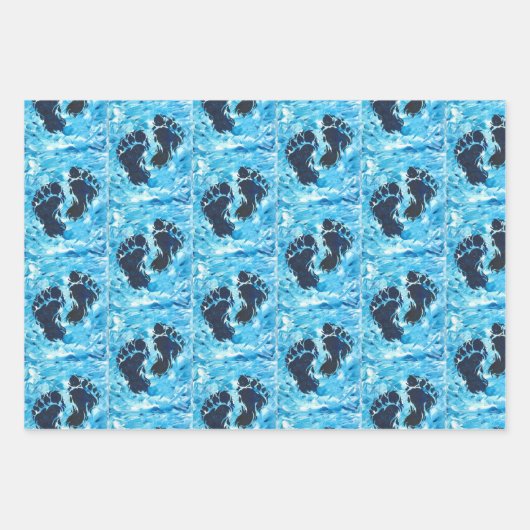 Yeti Foot Print Magnetic Kaart Inpakpapier Vel (Voorkant)