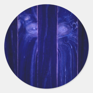 Yeti-gezicht in houten krat ronde sticker