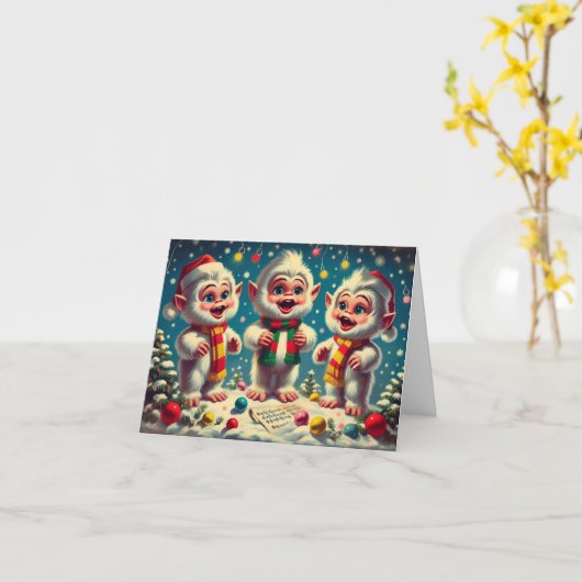 Yeti Holiday Fun Kaart (Gele Bloem)