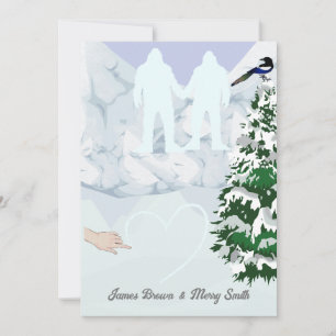 Yeti in de liefde Sneeuwgebergte Heart Wedding Kaart