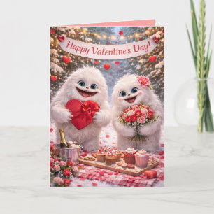 Yeti Koppel Valentijnsdag Kaart - Whimsical